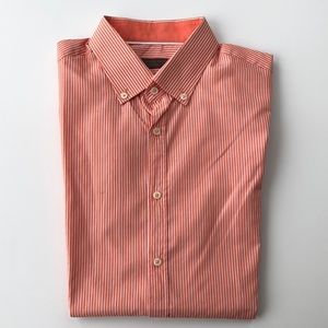 S. Oliver Orange Striped Long Sleeved Dress Shirt